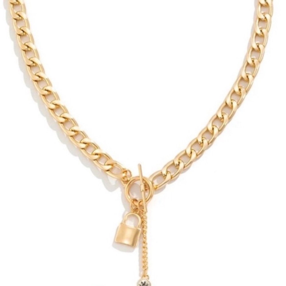 NWOT Chain with Lock and Key Pendant